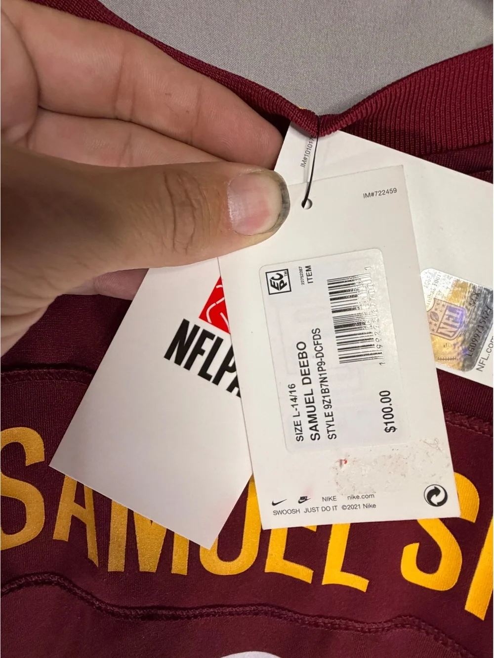 Nike Samuel Deebo Washington Commanders #1 YL(14/16)